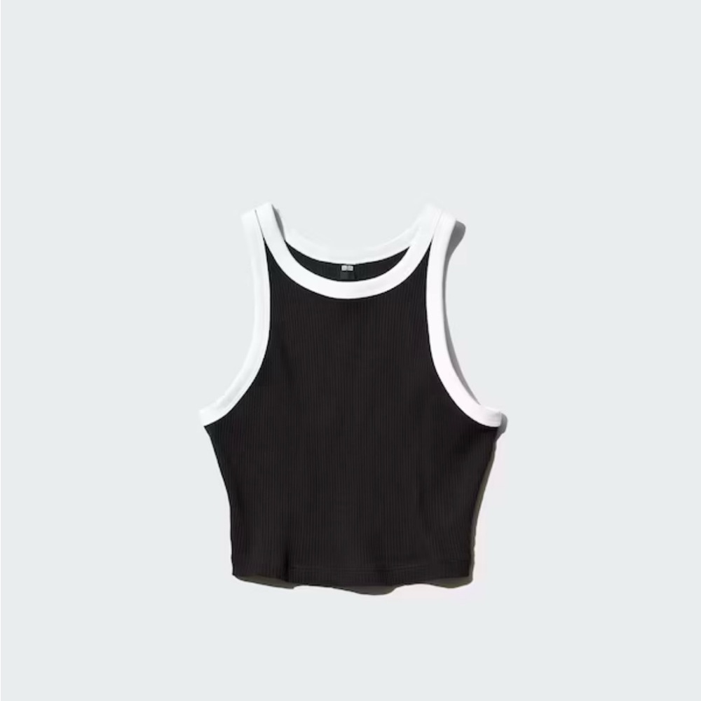 UNIQLO - Ribbed Cropped Tank Top | Contrast Trim